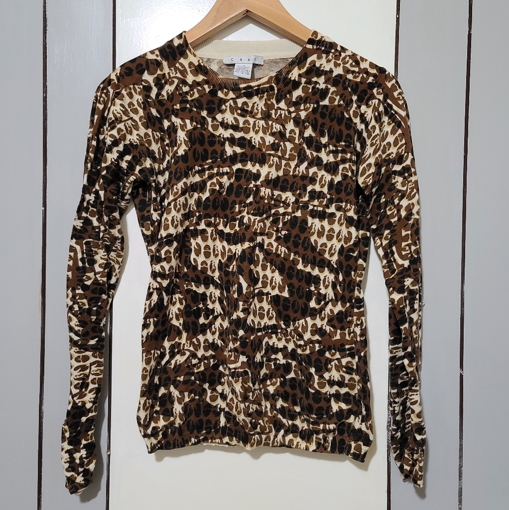 CAbi animal print cashmere sweater